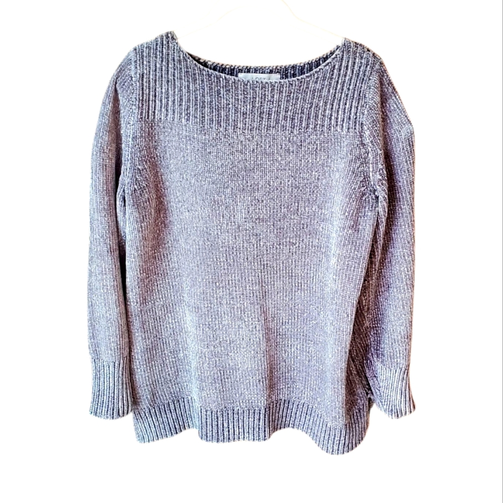 LOFT Chenille Grey Sweater L